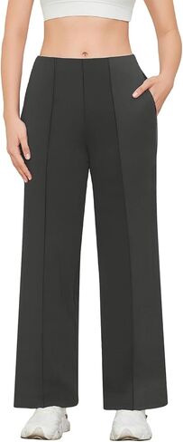 JBT Wide Leg Pants Woman: High Waisted Yoga Pants with Zipple Pockets - Women's Stretchy Business Trousers in Saudi Arabia