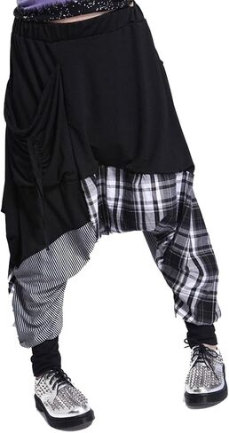 ellazhu Women's Casual Harem Pants Joggers with Low Waist Plaid Print Pockets for Hip Hop Yoga Pants GY206 A in Saudi Arabia