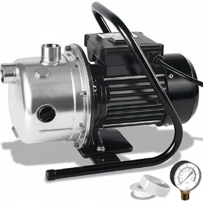 مضخة بئر ضحلة من لانشيز، مضخة نقل مياه من الفولاذ المقاوم للصدأ، مضخة ري للحديقة 115 فولت، مضخة نفاثة معززة للمياه للمنزل والحديقة ومزرعة العشب، فضي in Kuwait