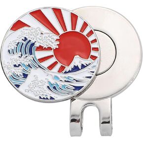 Japanese Wave Golf Ball Marker, Magnetic Hat Clip, Zinc Alloy, Ukiyo-e Design Gift for Golfers E0004 in Kuwait
