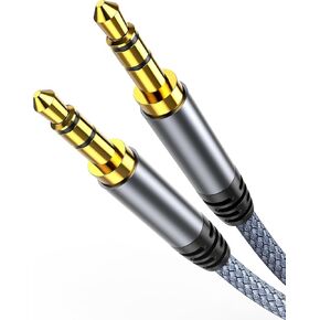 كابل Aux مجدول من النايلون بطول 3.5 ملم بطول 1 متر باللون الرمادي in Kuwait