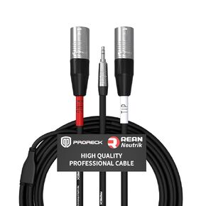 PRORECK 10FT Y-Splitter Stereo Breakout Cable – 3.5mm Stereo AUX to Dual Mono XLR Male, Neutrik Rean Connectors, 25 AWG, Ideal for Stage, Studio, and Live Sound Applications(PR-35-2XLRM/10FT) in Kuwait