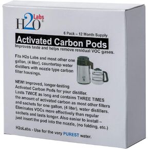 كبسولات كربونية حصرية من H2o Labs لتقطير المياه - تدوم مرتين مثل معظم الفلاتر والأكياس الأخرى - تحتوي على 3 أضعاف الكربون للمياه المقطرة النقية - كمية تكفي لمدة عام واحد in Kuwait
