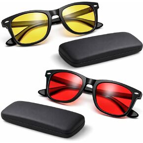Solmoon - Blue Light Blocking Glasses - Circadian Duo System, Day Yellow Lens + Deep Night Red Lens, American Tritan™ BPA-Free Lenses, Includes 2 Hard Cases + Cleaning Cloth, Unisex Red Lens Glasses in Saudi Arabia