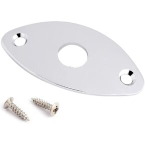Rubatone Guitar Jack Socket Plate Curved Oval Football Style Output Jack Plate Compatible with Les Paul Ibanez Jackson Guitar or Bass with Mounting Screws Chrome. in Kuwait