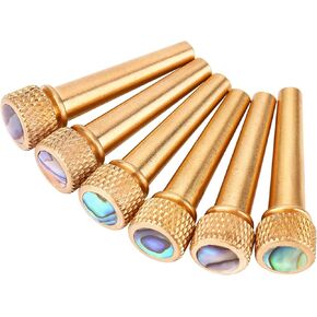 6 قطع من دبابيس جسر الجيتار، مجموعة أوتاد جيتار نحاسية 3.1 سم، مجموعة أوتاد سلسلة جيتار شعبي ذهبي مع نقطة أذن البحر، ملحقات بديلة لجسر الجيتار القوي، الجزء السفلي 0.85 سم in Kuwait