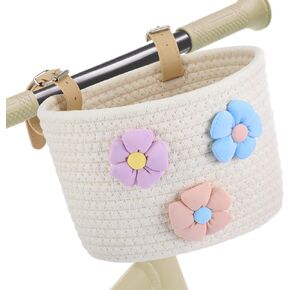 Timtin Kids Bike Basket, Cotton Rope Woven Front Bike Baskets for Kids, Cute Decorative Accessories for Balance Bikes and Scooters in Kuwait