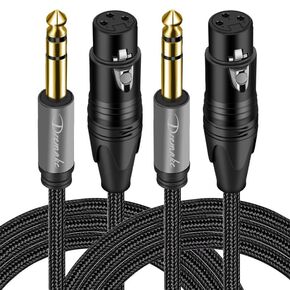 DREMAKE 2 حزمة 1/4 "إلى XLR كابل 20FT، جاك مطلي بالذهب 6.5 ملم ستيريو ذكر إلى XLR أنثى، متوازن 1/4" TRS (ربع بوصة) إلى XLR كابل تصحيح سلك ميكروفون لسماعات خلاط ستوديو مراقب Preamp in Kuwait