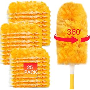 عبوات منفضة للاستعمال مرة واحدة فقط، مجموعة غبار ريش 360 شديدة التحمل لمروحة سقف ستائر الأثاث، عبوات من الألياف الدقيقة قابلة لإعادة الاستخدام متوافقة مع مقبض سويفر - 25 عبوة (المقبض غير متضمن) in Kuwait