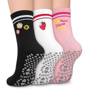 جوارب بيلاتيس للنساء ، جوارب طاقم قبضة اللطيفة اللطيفة لليوغا ، البار ، المستشفى ، تمرين حافي القدمين in Kuwait