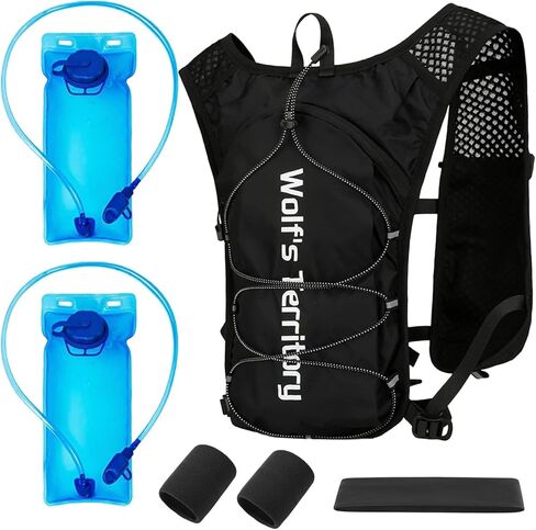 Hydration Backpack with 2pcs 2L Water Bladder, Lightweight Water Backpack for Hiking, Hydration Vest with 2pc Wrist Braces and 1pc Head Band for Running Biking Cycling for Women and Men in Saudi Arabia