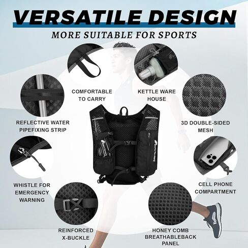 Hydration Backpack with 2pcs 2L Water Bladder, Lightweight Water Backpack for Hiking, Hydration Vest with 2pc Wrist Braces and 1pc Head Band for Running Biking Cycling for Women and Men in Saudi Arabia