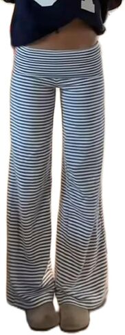 Women Fold Over Yoga Pants Low Rise Flare Leggings Stretchy Bell Wide Leg Sweatpants Y2k Gym Lounge Bottoms in Saudi Arabia