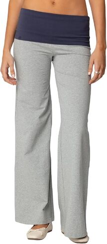 Women Fold Over Yoga Pants Low Rise Flare Leggings Stretchy Bell Wide Leg Sweatpants Y2k Gym Lounge Bottoms in Saudi Arabia