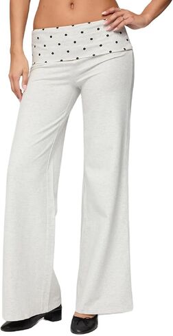Women Fold Over Yoga Pants Low Rise Flare Leggings Stretchy Bell Wide Leg Sweatpants Y2k Gym Lounge Bottoms in Saudi Arabia