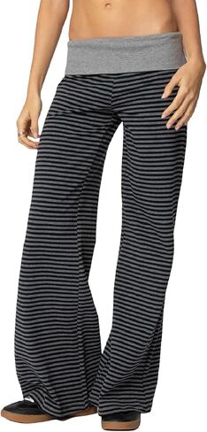Women Fold Over Yoga Pants Low Rise Flare Leggings Stretchy Bell Wide Leg Sweatpants Y2k Gym Lounge Bottoms in Saudi Arabia