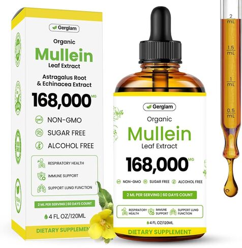 Mullein Drops for Lungs, USDA Organic Lung Detox and Cleanse Liquid with Marshmallow, Thyme, Astragalus, Orange Peel, Echinacea Alcohol & Sugar Free Extract for Smokers 2 Fl Oz in Saudi Arabia