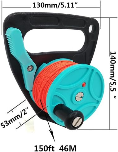 بكرة الغوص مع سدادة الإبهام، خط غوص عالي الوضوح بكرة إصبع بكرة 150 قدم للغوص الآمن والغطس in Kuwait