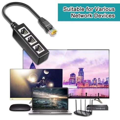 RJ45 Ethernet Splitter 1 to 2, Mini Gigabit Network Ethernet Switch with USB Power Cable, CAT 5/6/7/8 Network Cable (Support Two Devices Online at The Same Time) in Kuwait