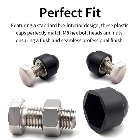 35Pcs Hex Bolt Covers Caps M8x13mm Black Screw Caps Plastic Nuts Head Cover Protective Nut Cap Reliable Performance High Strength Bolt Retainer Nut Protection Cap in Kuwait