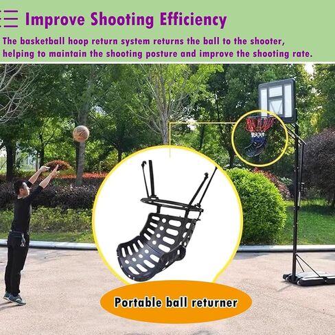 مرفق جهاز إرجاع حلقة كرة السلة مقاس 25.6 × 15 بوصة - شلال قابل للدوران 360 درجة in Kuwait