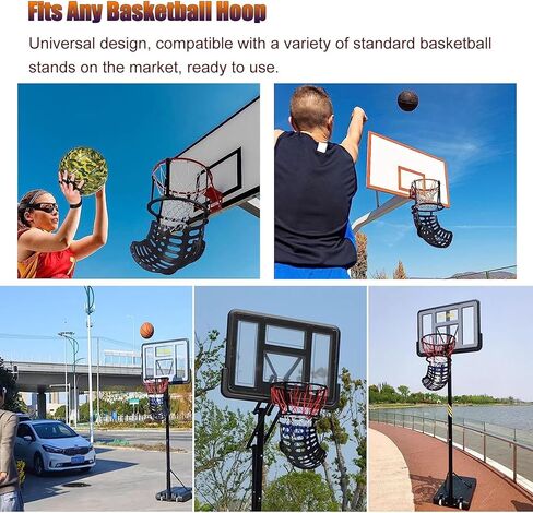 جهاز إرجاع حلقة كرة السلة وكرة سهلة الإعداد ومدرب بلاستيكي من البولي بروبيلين يدور 360 درجة لتوفير الوقت، لون أسود in Kuwait