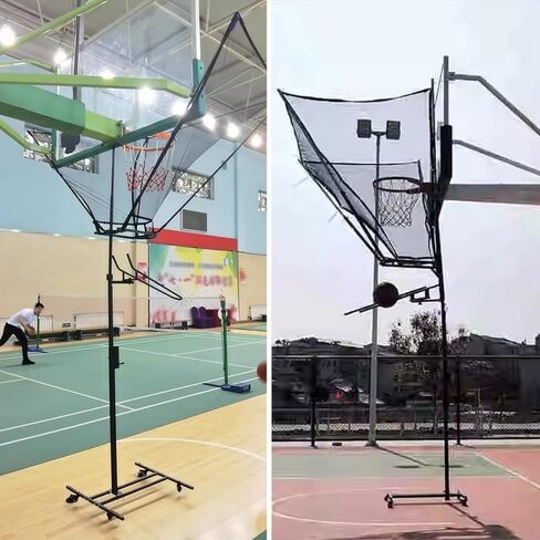 جهاز إرجاع كرة السلة، شبكة دوارة، مثبتة على الأرض، اللوحة الخلفية، مرفق من أجل الأطواق التقليدية المثبتة على الحائط/العمود، رفوف الرماية القابلة للتعديل in Kuwait