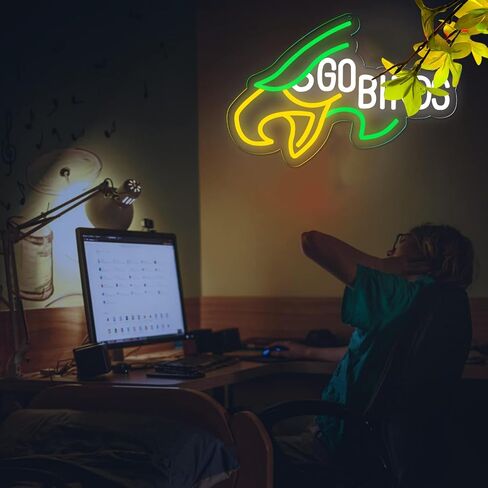 Eagle Go Birds Neon Signs for Wall Decor,Go Birds LED Neon Light Up Sign for Man Cave、Dormitory、Bedroom，Gifts for Teen Boys、Teenage Girls、Game Player in Saudi Arabia