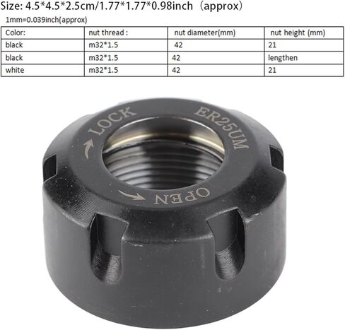 Jeanoko ER25UM Dynamic Balancing Nut Metal Collet Nut Chuck Holder Lathe for Most Tool Holders Wear 1 Piece (M32*1.5) in Saudi Arabia
