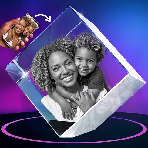 Artpix 3D Crystal Photo ، هدايا مخصصة للنساء ، الزوجة ، هي ، هو ، الرجال ، الجدة ، هدية مخصصة رائعة مع صورتك الخاصة ، الزجاج المخصص للليزر المحفور بالليزر in Kuwait