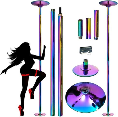Pole Dancing Pole,45mm Static Rotating Stripper Pole Spin X Pole Detachable for Club Party Bar Home Dance Fitness Exercise Training (Pink) in Saudi Arabia