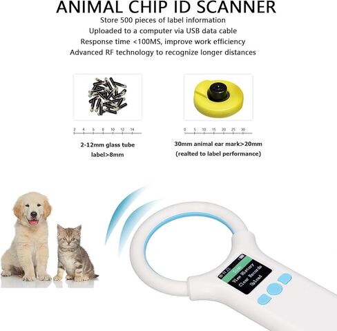 Microchip Scanner, Pet Microchip Scanner Animal Tag Reader Handheld Portable Pet Microchip ID Scanner 134.2khz/125khz USB Charging in Saudi Arabia