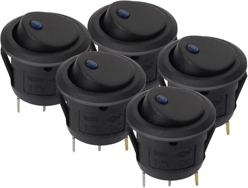 Luminescence Toggle Switches 12V ON/Off 5Pcs/Set LED Light Waterproof Round Rocker Dot Switch Car Pushbutton Switch(20MM-Green A) in Saudi Arabia
