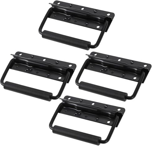 4 Pieces 125mm Black Metal Toolbox Handles with Thickened Spring Folding Chest Pulls for Toolboxes and Wooden Boxes, Replacement Mount Handles for Industrial Equipment in Saudi Arabia