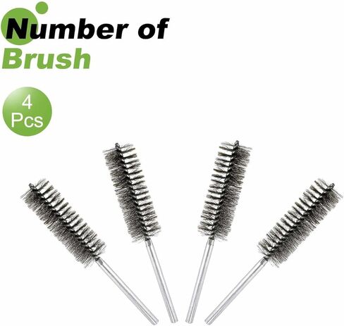 HARFINGTON 4pcs Wire Bore Brush 8 x 1-1/4" 5/16 Inch Shank Stainless Steel Bristles Cleaning Brush for Clean Car Part Tube Kitchen Garage in Saudi Arabia