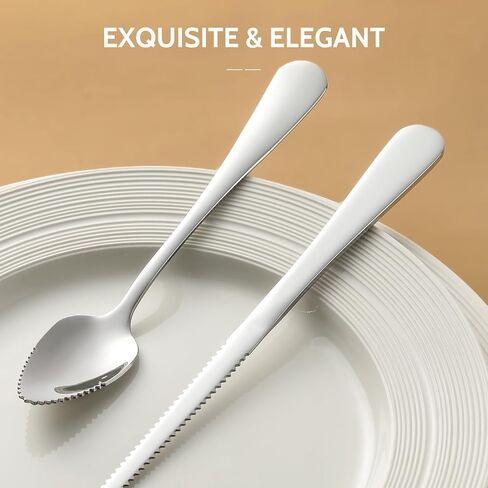 Hiware 4-piece Grapefruit Spoons and Grapefruit Knife, 18/8 Stainless Steel in Kuwait