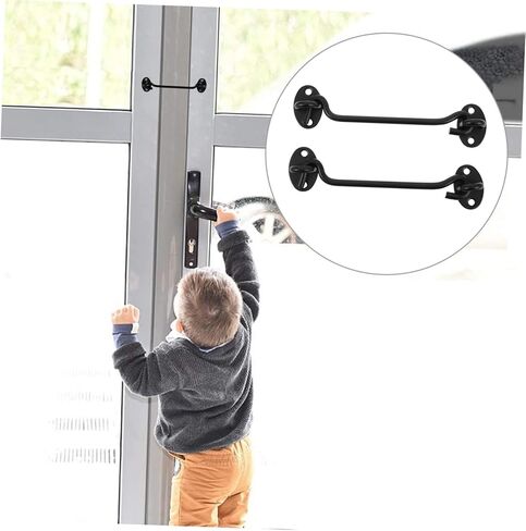 TEHAUX Thickened Stainless Steel Window and Door Hook Latch Sturdy Gate Privacy Lock for Cabin and Barn 2-Piece Set Screw Mounting for Secure Closure in Saudi Arabia