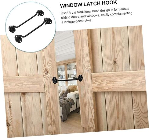 TEHAUX Thickened Stainless Steel Window and Door Hook Latch Sturdy Gate Privacy Lock for Cabin and Barn 2-Piece Set Screw Mounting for Secure Closure in Saudi Arabia