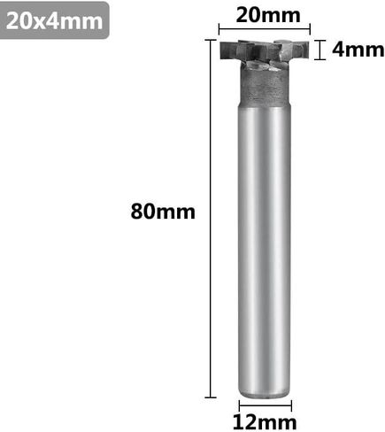 1 قطعة T فتحة قاطعة المطحنة 12-25 مللي متر كربيد نهاية المطاحن مستقيم عرقوب المعادن CNC راوتر بت أداة (20x4Hx12Dx80L) in Kuwait