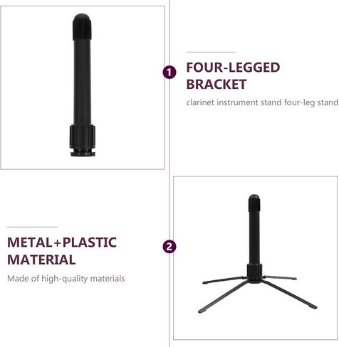 Ipetboom Portable Foldable Flute and Clarinet Four-legged Stand Black, Compact Instrument Holder Bracket for Woodwind Instruments, Lightweight Clarinet Support Suitable for Travel in Saudi Arabia