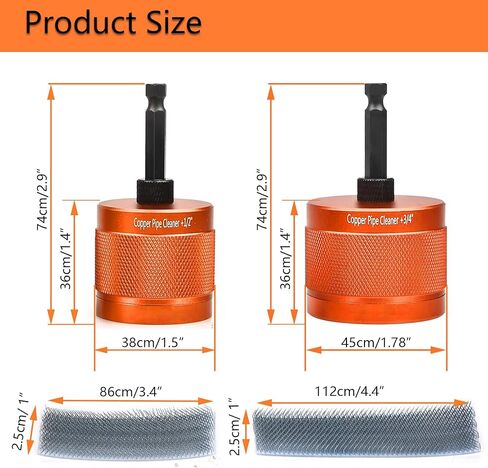 مجموعة تنظيف الأنابيب النحاسية المعدنية 1/2 بوصة و3/4 بوصة، مع ساق سداسية 1/4 بوصة، يتم توفير كل 4 قطع إضافية من الشفرات القابلة للاستبدال، لتنظيف الصدأ والبقع والطلاء على الأنابيب النحاسية والأنابيب المعدنية المختلفة in Kuwait