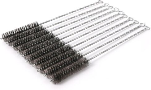 12 Inch Pipe Cleaning Brush Set with Stainless Steel Bristles, Steel Wire Tube Brush Kit for Auto Parts Polishing, Machining, Bottles, Tubes, Etc.（20mm-10pcs） in Kuwait
