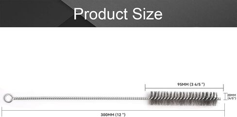 12 Inch Pipe Cleaning Brush Set with Stainless Steel Bristles, Steel Wire Tube Brush Kit for Auto Parts Polishing, Machining, Bottles, Tubes, Etc.（20mm-10pcs） in Kuwait
