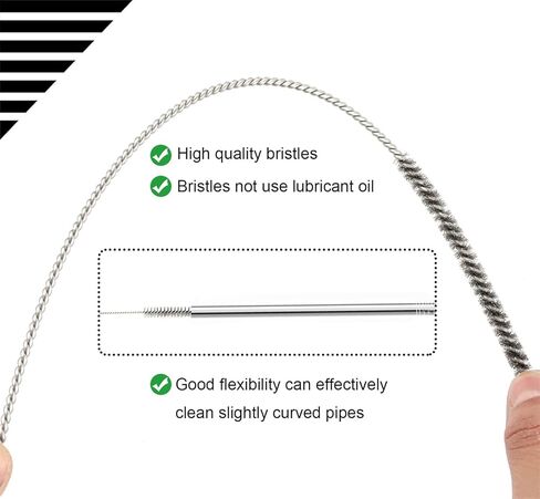 12 Inch Pipe Cleaning Brush Set with Stainless Steel Bristles, Steel Wire Tube Brush Kit for Auto Parts Polishing, Machining, Bottles, Tubes, Etc.（20mm-10pcs） in Kuwait