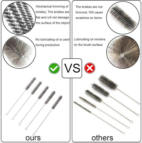 12 Inch Pipe Cleaning Brush Set with Stainless Steel Bristles, Steel Wire Tube Brush Kit for Auto Parts Polishing, Machining, Bottles, Tubes, Etc.（20mm-10pcs） in Kuwait