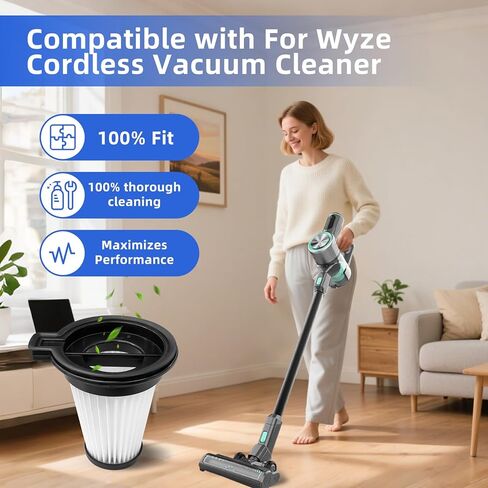 متوافق مع bitpixel مع مرشحات بديلة للمكنسة الكهربائية اللاسلكية Wyze، و4 مرشحات وأداة تنظيف واحدة in Kuwait