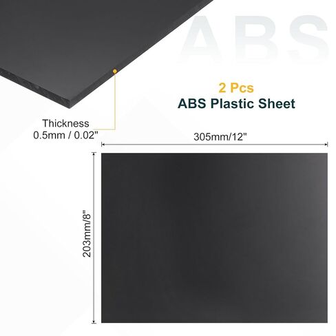 uxcell 2 Pack ABS Plastic Sheet, 0.02" Thick 8"x12" Flexible Hard Plastic Sheet, Heat Moldable Panel for DIY Crafts Home Decoration, Black in Saudi Arabia