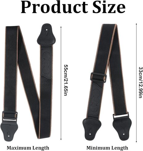 Guitar Strap with Pick Holders, Acoustic Guitar Straps with 2 Buttons 2 Locks 3 Picks 1 Rope, Leather Ends Electric Guitars Strap for Bass Guitars Ukulele in Saudi Arabia