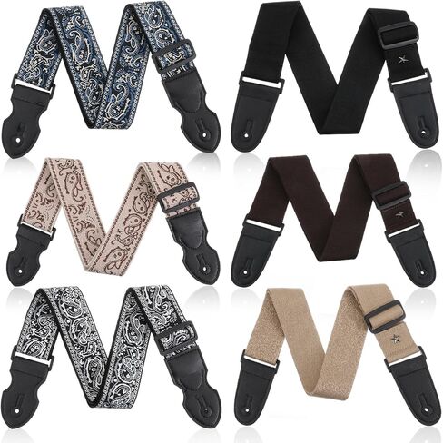 6 Pcs Guitar Straps, Soft Cotton Straps Electric Bass Acoustic Cotton Guitar Strap Adjustable for Musical Instrument Gift in Saudi Arabia