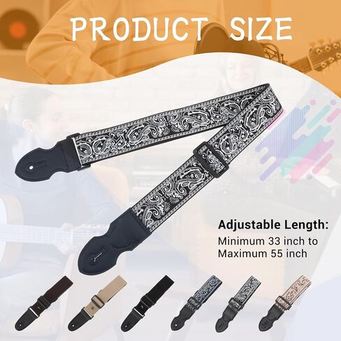 6 Pcs Guitar Straps, Soft Cotton Straps Electric Bass Acoustic Cotton Guitar Strap Adjustable for Musical Instrument Gift in Saudi Arabia